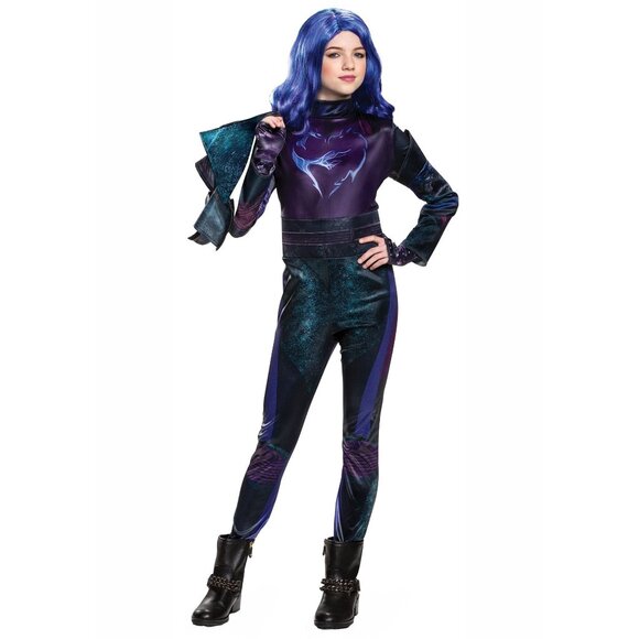 Descendants 3 Mal Kids Costume 14-16 Jumpsuit Vest Glovettes Gloves Disney Girls - Picture 6 of 7